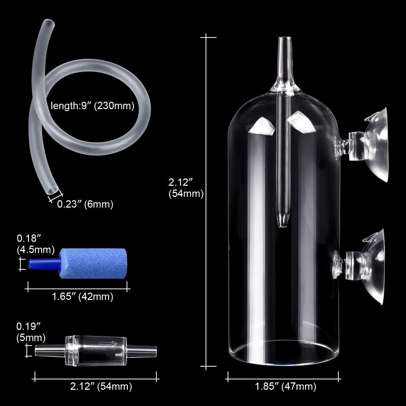 WEAVERBIRD Aquarium Air Bubbler Glass Cup Air Diffuser Dissolved Oxygen Device with Water Tube, Sucker Air Stone, High Dissolved Oxygen for Fish Tank - Image 2